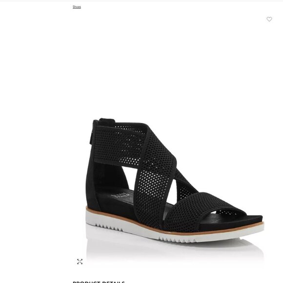 Eileen Fisher Kitts Stretch Knit Back Zip Coastal Nautical Sandals Size 7.5 - Picture 1 of 4